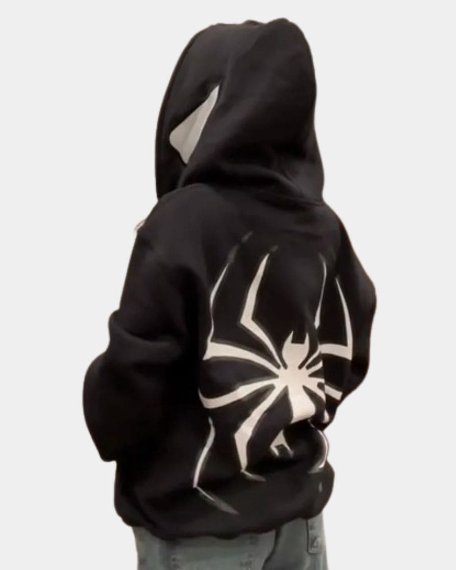 black y2k spider hoodie