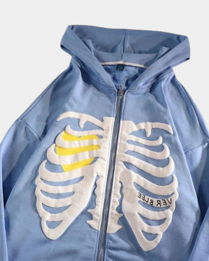 blue y2k skeleton jacket