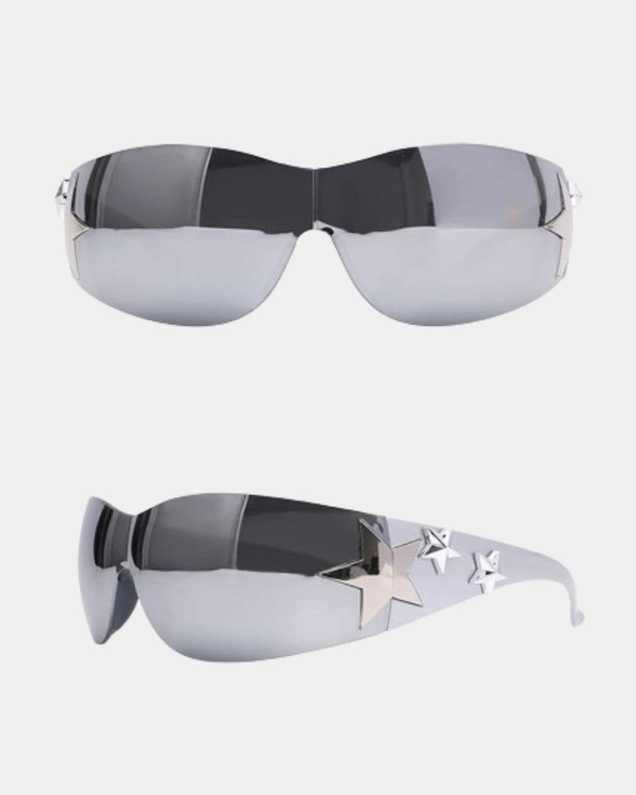 grey y2k star glasses black