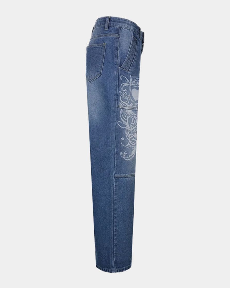 low waisted side y2k jeans