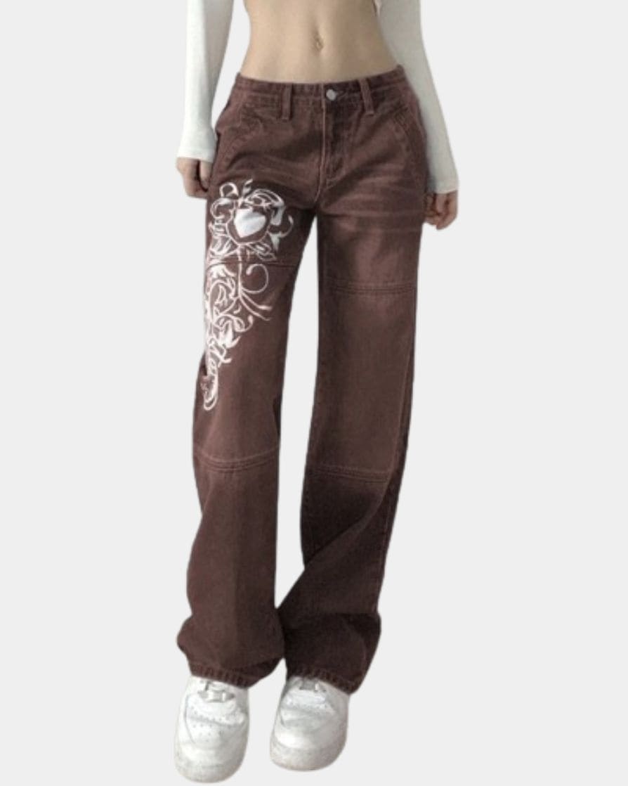 low waisted y2k brown jeans