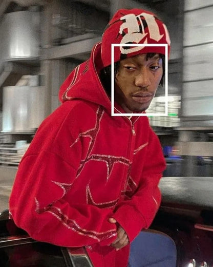 red early 2000s hoodie