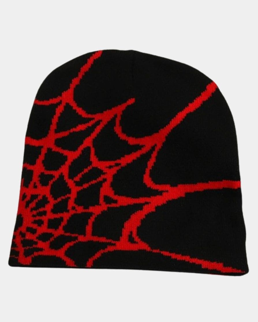 red spider web beanie y2k