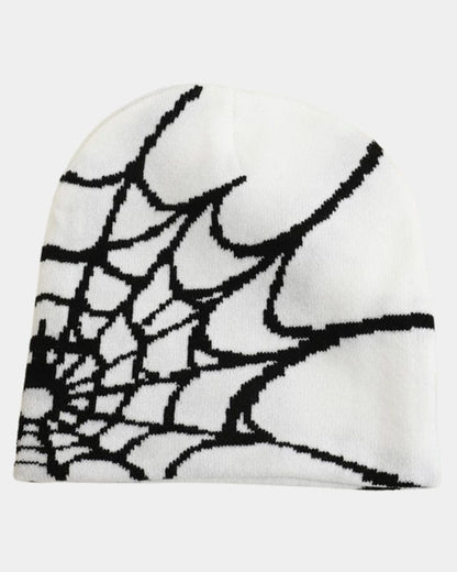white spider web beanie y2k
