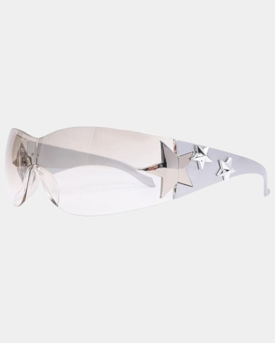 y2k star glasses white grey