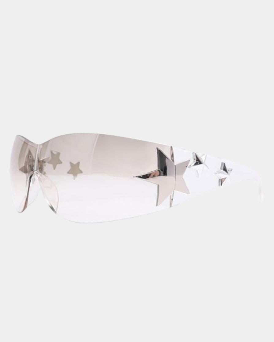 y2k star glasses white